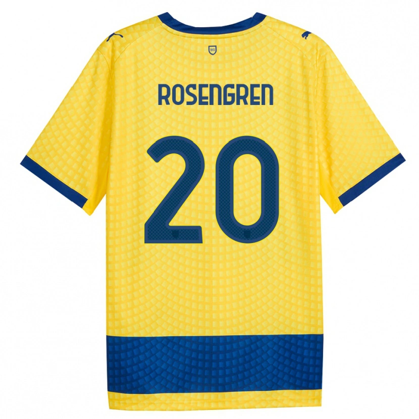 Danxen Enfant Maillot Lukas Rosengren #20 Jaune Bleu Noir Tenues Extérieur 2026/27 T-Shirt