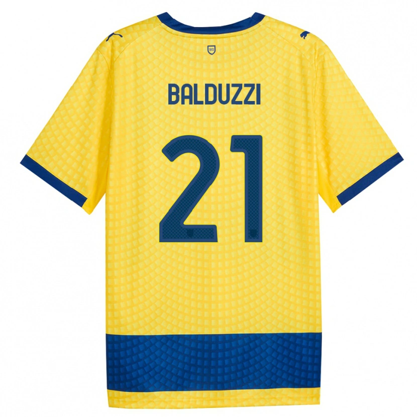 Danxen Enfant Maillot Davide Balduzzi #21 Jaune Bleu Noir Tenues Extérieur 2026/27 T-Shirt