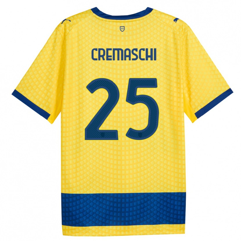 Danxen Enfant Maillot Benja Cremaschi #25 Jaune Bleu Noir Tenues Extérieur 2026/27 T-Shirt