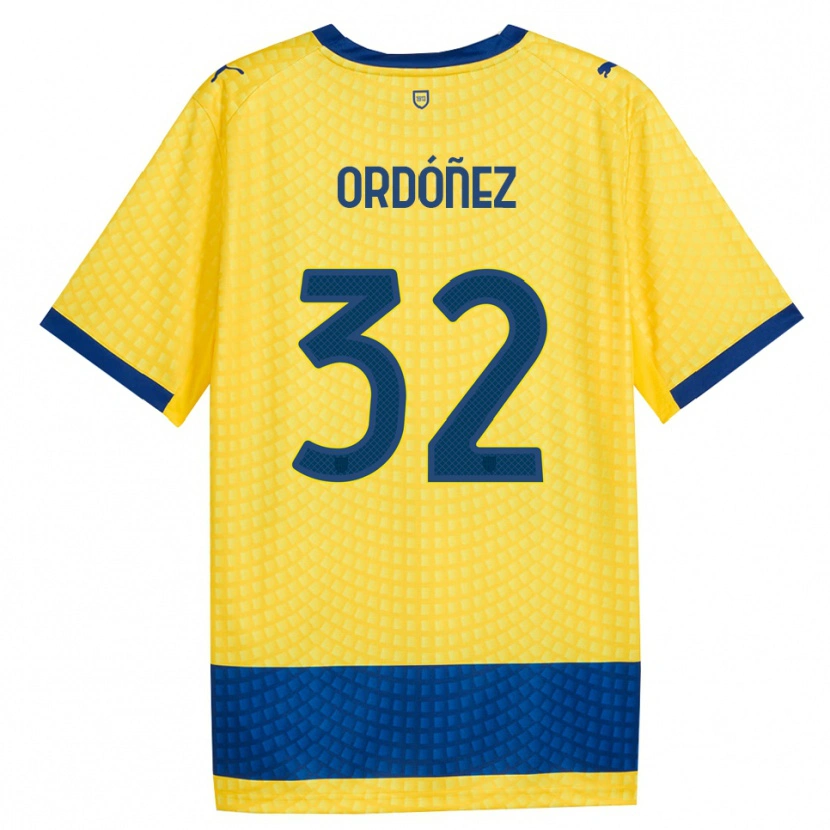 Danxen Enfant Maillot Christian Ordóñez #32 Jaune Bleu Noir Tenues Extérieur 2026/27 T-Shirt