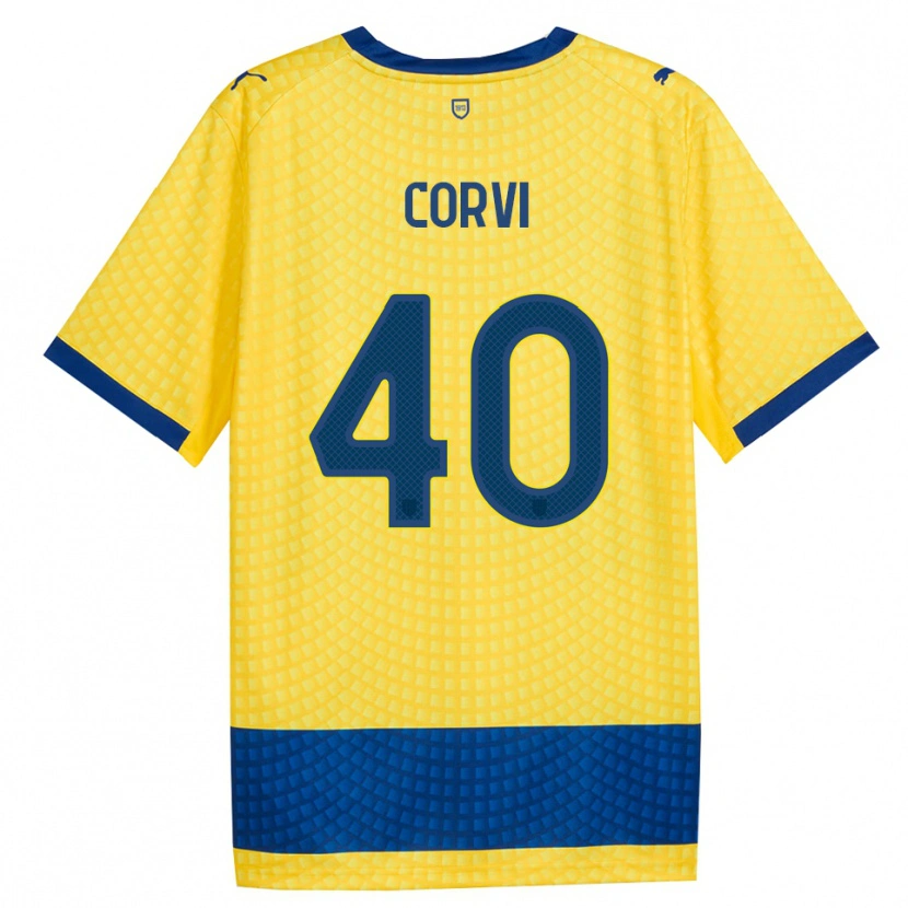 Danxen Enfant Maillot Edoardo Corvi #40 Jaune Bleu Noir Tenues Extérieur 2026/27 T-Shirt