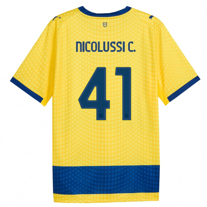 Danxen Enfant Maillot Hans Nicolussi Caviglia #41 Jaune Bleu Noir Tenues Extérieur 2026/27 T-Shirt