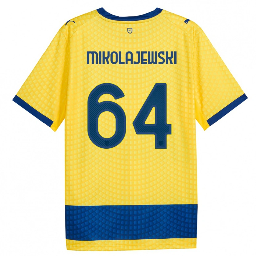 Danxen Enfant Maillot Daniel Mikolajewski #64 Jaune Bleu Noir Tenues Extérieur 2026/27 T-Shirt