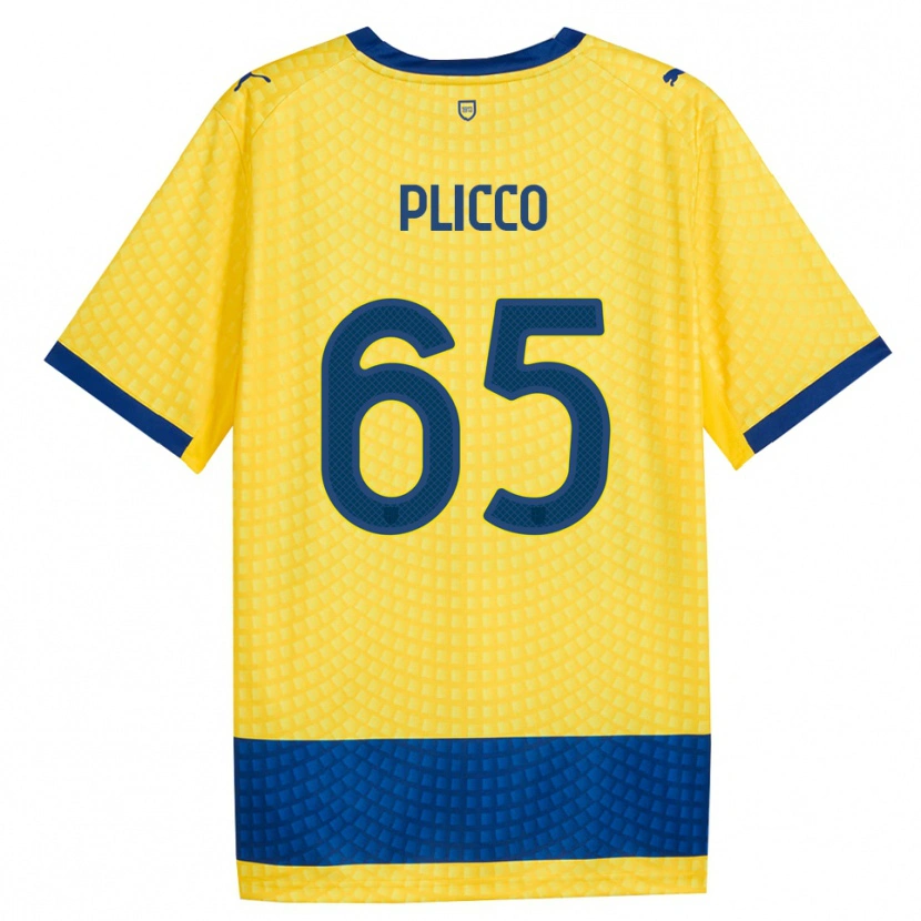 Danxen Enfant Maillot Elia Plicco #65 Jaune Bleu Noir Tenues Extérieur 2026/27 T-Shirt