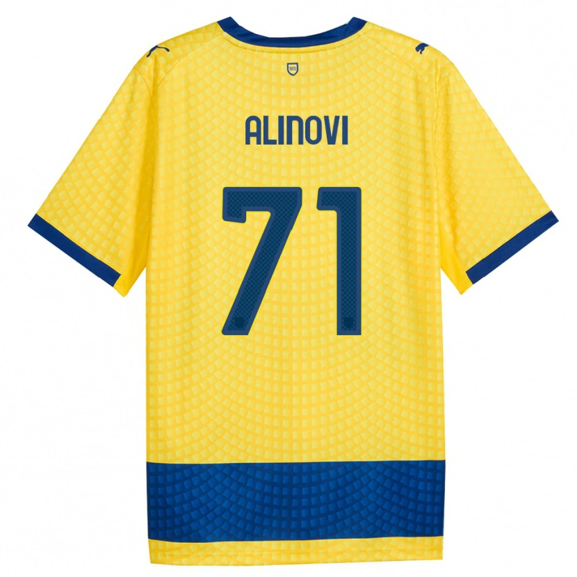 Danxen Enfant Maillot Filippo Alinovi #71 Jaune Bleu Noir Tenues Extérieur 2026/27 T-Shirt