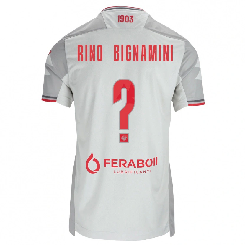 Danxen Enfant Maillot Filippo Rino Bignamini #0 Gris Blanc Rouge Tenues Extérieur 2026/27 T-Shirt