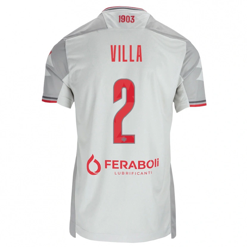 Danxen Enfant Maillot Riccardo Villa #2 Gris Blanc Rouge Tenues Extérieur 2026/27 T-Shirt