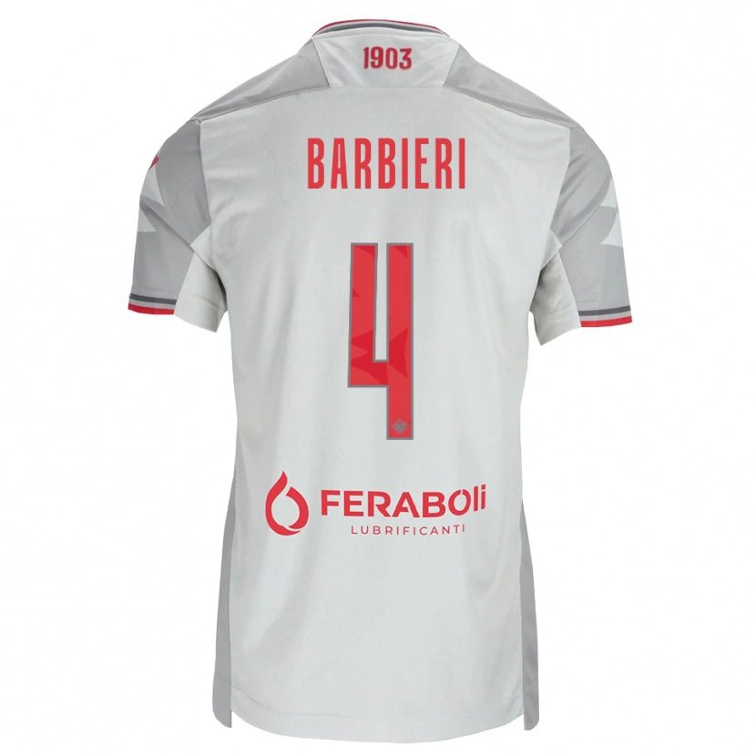 Danxen Enfant Maillot Tommaso Barbieri #4 Gris Blanc Rouge Tenues Extérieur 2026/27 T-Shirt