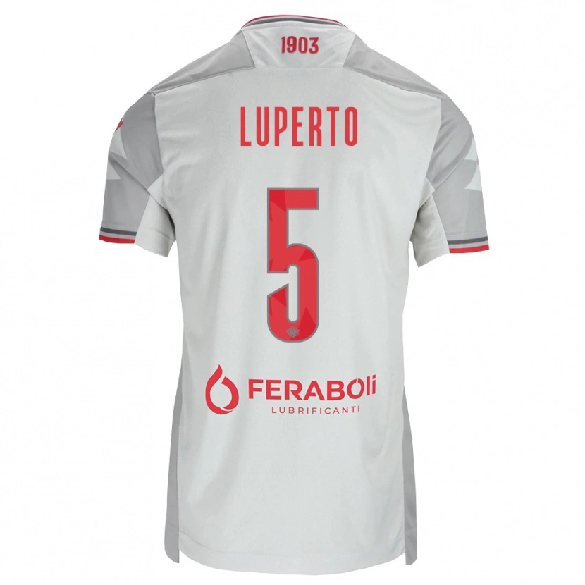 Danxen Enfant Maillot Sebastiano Luperto #5 Gris Blanc Rouge Tenues Extérieur 2026/27 T-Shirt