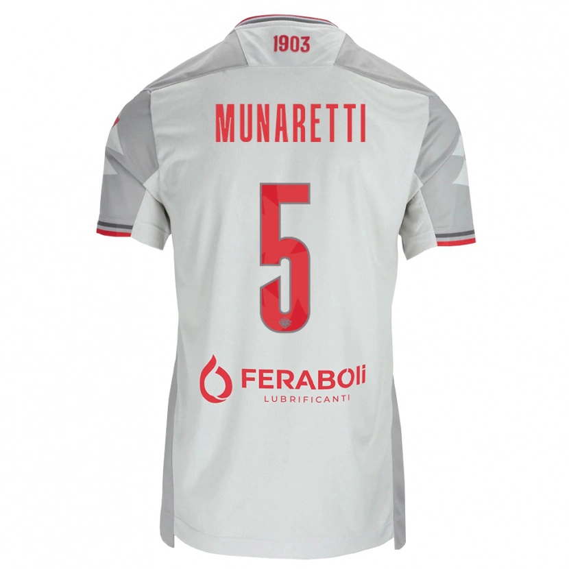 Danxen Enfant Maillot Luca Munaretti #5 Gris Blanc Rouge Tenues Extérieur 2026/27 T-Shirt