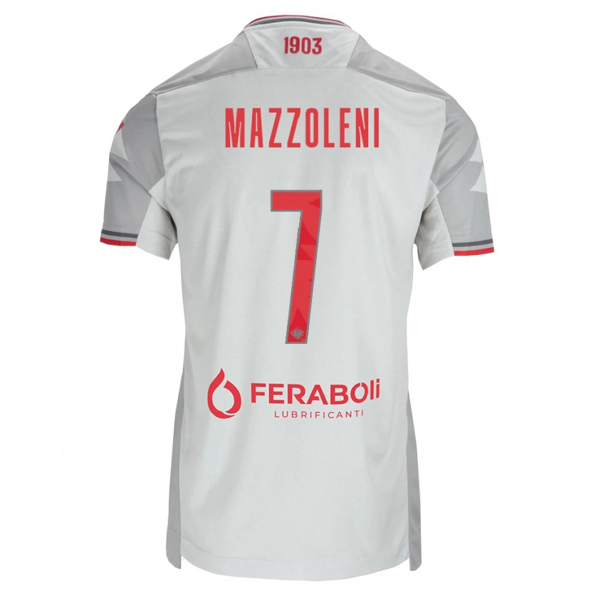 Danxen Enfant Maillot Andrea Mazzoleni #7 Gris Blanc Rouge Tenues Extérieur 2026/27 T-Shirt