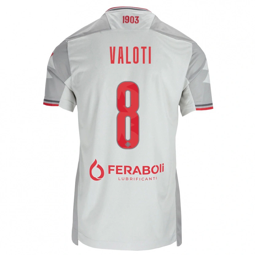 Danxen Enfant Maillot Mattia Valoti #8 Gris Blanc Rouge Tenues Extérieur 2026/27 T-Shirt