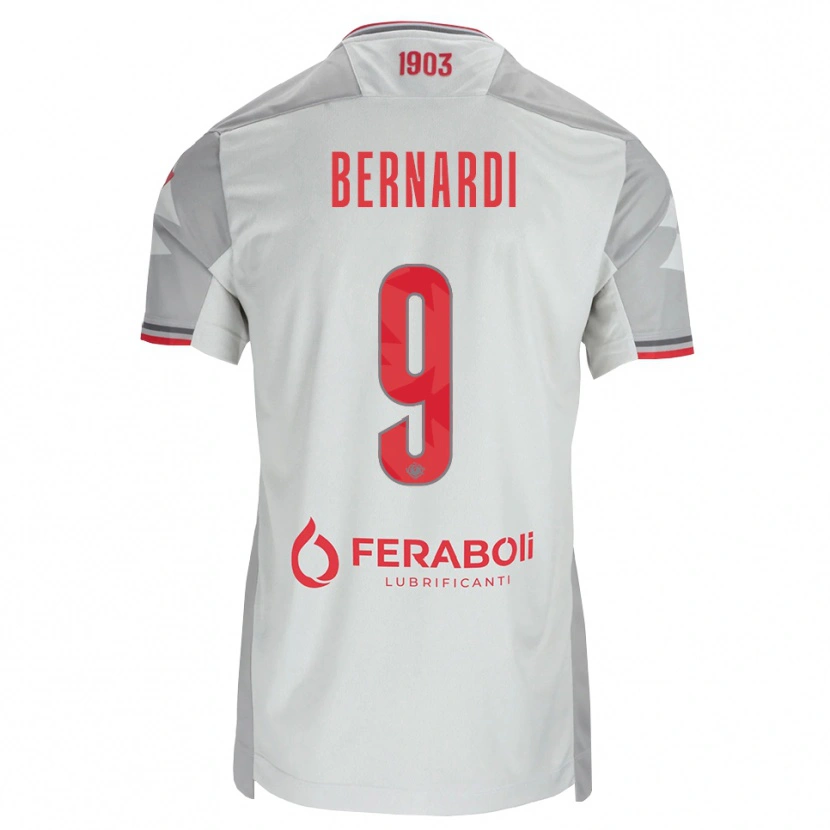 Danxen Enfant Maillot Andrea Bernardi #9 Gris Blanc Rouge Tenues Extérieur 2026/27 T-Shirt