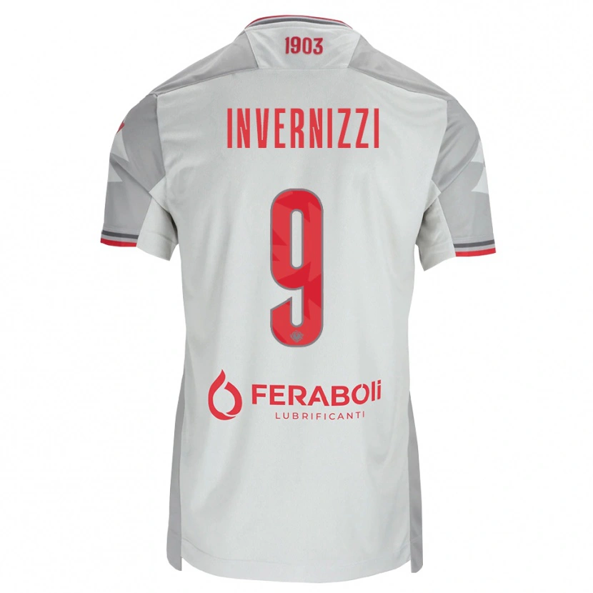Danxen Enfant Maillot Leonardo Invernizzi #9 Gris Blanc Rouge Tenues Extérieur 2026/27 T-Shirt