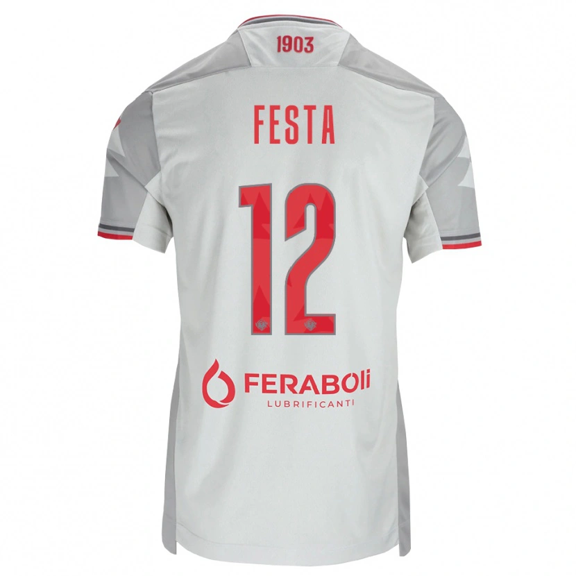 Danxen Enfant Maillot Marco Festa #12 Gris Blanc Rouge Tenues Extérieur 2026/27 T-Shirt