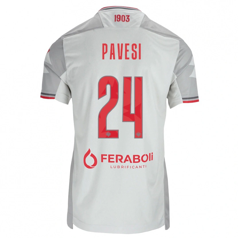 Danxen Enfant Maillot Davide Pavesi #24 Gris Blanc Rouge Tenues Extérieur 2026/27 T-Shirt