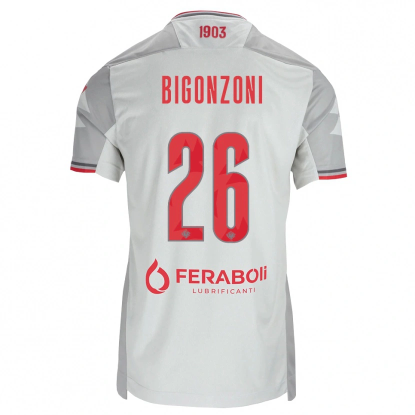 Danxen Enfant Maillot Michele Bigonzoni #26 Gris Blanc Rouge Tenues Extérieur 2026/27 T-Shirt