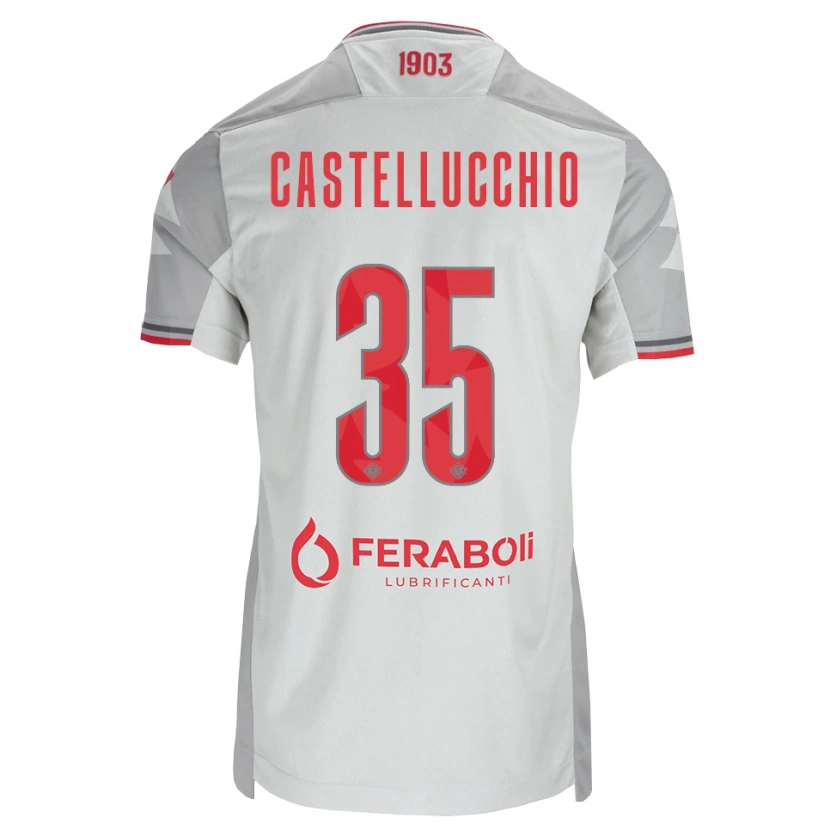 Danxen Enfant Maillot Gabriele Castellucchio #35 Gris Blanc Rouge Tenues Extérieur 2026/27 T-Shirt
