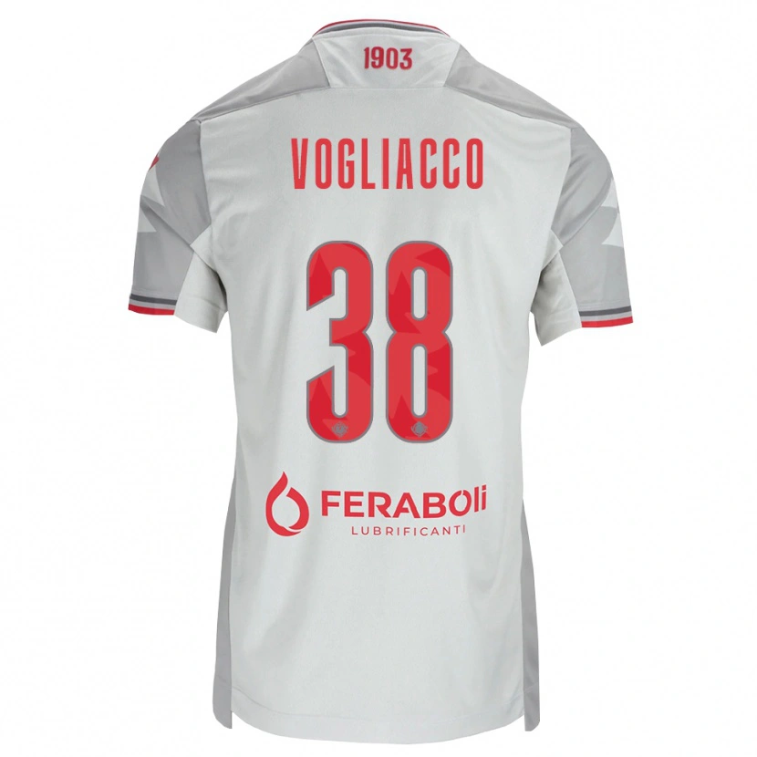 Danxen Enfant Maillot Alessandro Vogliacco #38 Gris Blanc Rouge Tenues Extérieur 2026/27 T-Shirt