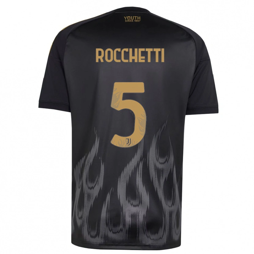 Danxen Enfant Maillot Edoardo Rocchetti #5 Noir Marron Troisieme 2026/27 T-Shirt