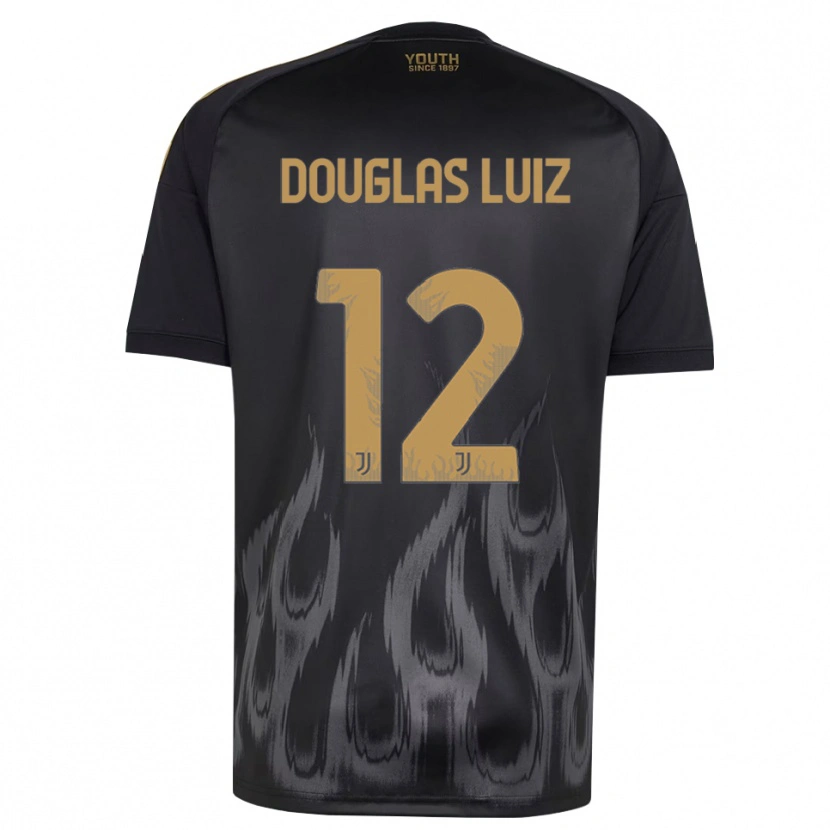 Danxen Enfant Maillot Douglas Luiz #12 Noir Marron Troisieme 2026/27 T-Shirt
