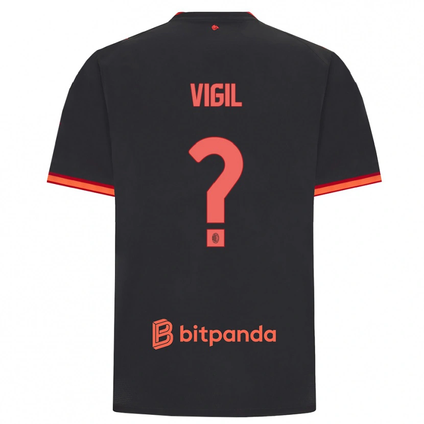 Danxen Enfant Maillot Christian Vigil #0 Rouge Noir Troisieme 2026/27 T-Shirt