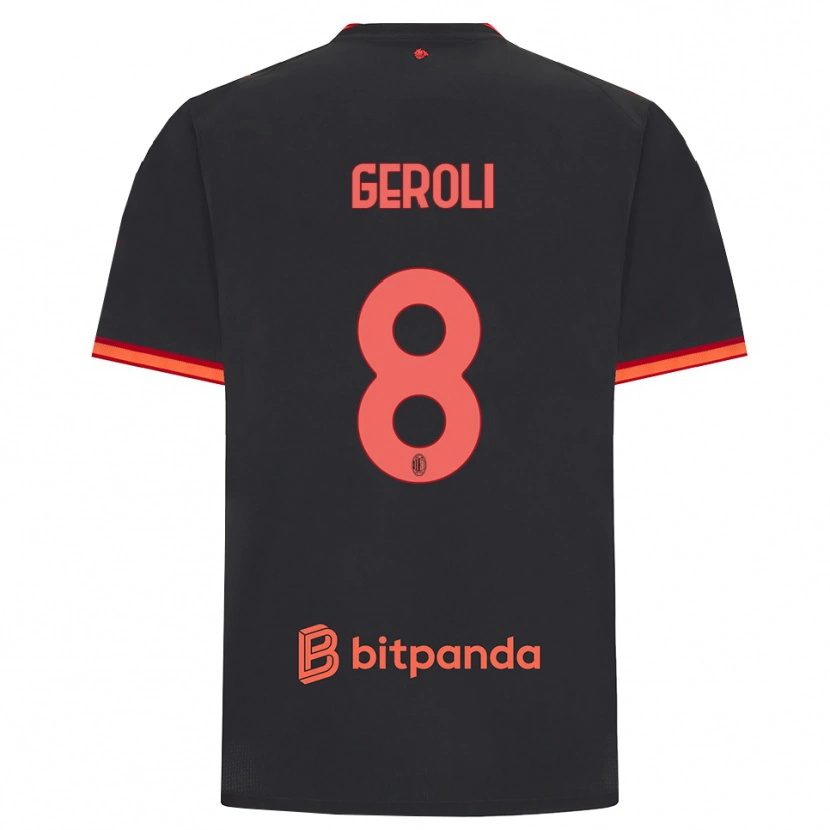 Danxen Enfant Maillot Matteo Geroli #8 Rouge Noir Troisieme 2026/27 T-Shirt
