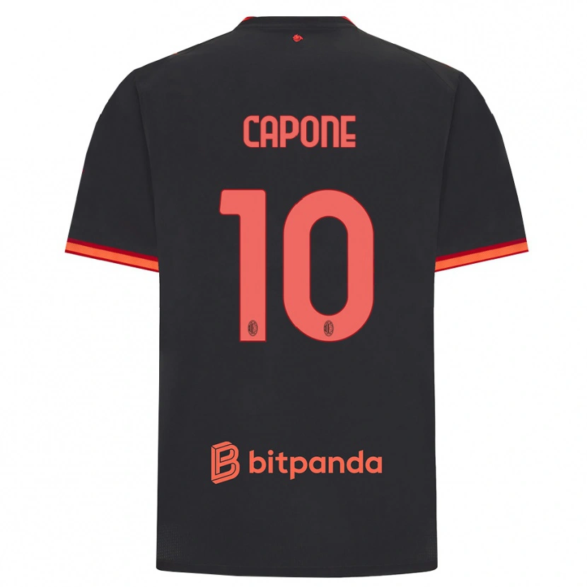 Danxen Enfant Maillot Andrea Capone #10 Rouge Noir Troisieme 2026/27 T-Shirt