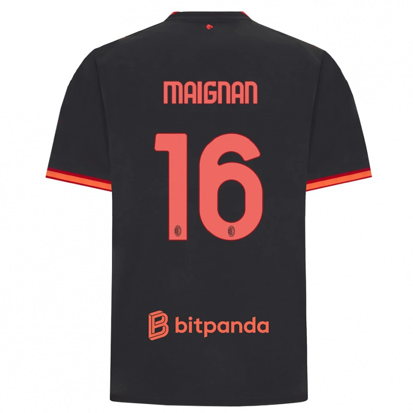 Danxen Enfant Maillot Mike Maignan #16 Rouge Noir Troisieme 2026/27 T-Shirt
