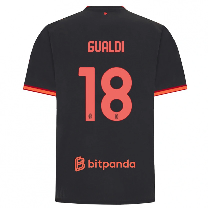 Danxen Enfant Maillot Andrea Gualdi #18 Rouge Noir Troisieme 2026/27 T-Shirt