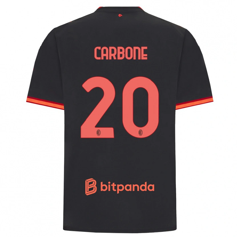 Danxen Enfant Maillot Emanuele Carbone #20 Rouge Noir Troisieme 2026/27 T-Shirt