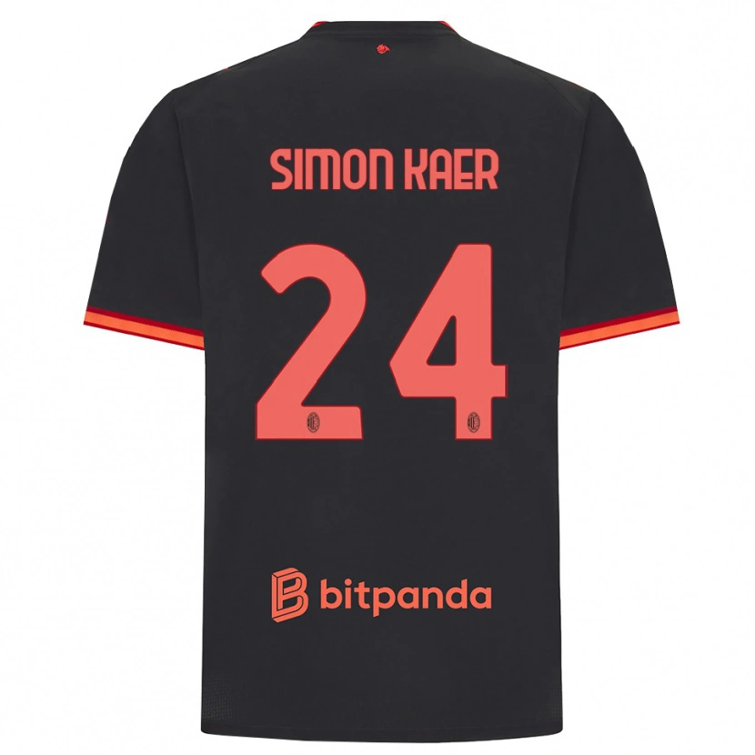 Danxen Enfant Maillot Simon Kaer #24 Rouge Noir Troisieme 2026/27 T-Shirt