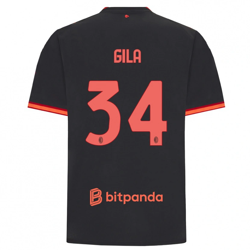 Danxen Enfant Maillot Mario Gila #34 Rouge Noir Troisieme 2026/27 T-Shirt