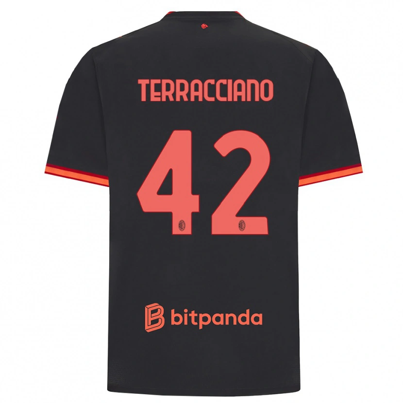 Danxen Enfant Maillot Filippo Terracciano #42 Rouge Noir Troisieme 2026/27 T-Shirt