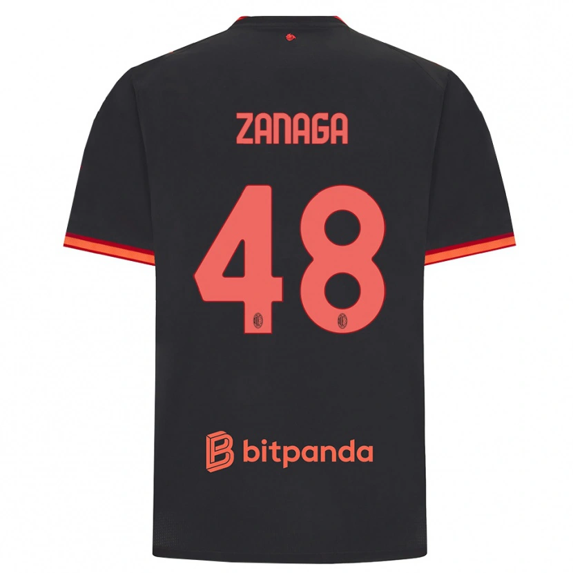 Danxen Enfant Maillot Edoardo Zanaga #48 Rouge Noir Troisieme 2026/27 T-Shirt
