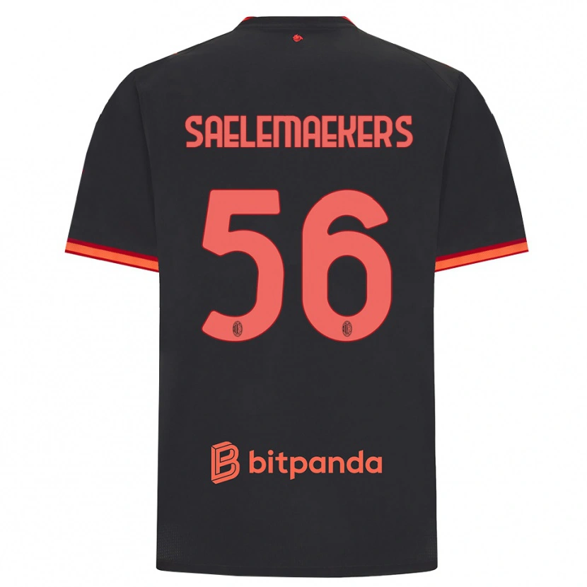Danxen Enfant Maillot Alexis Saelemaekers #56 Rouge Noir Troisieme 2026/27 T-Shirt