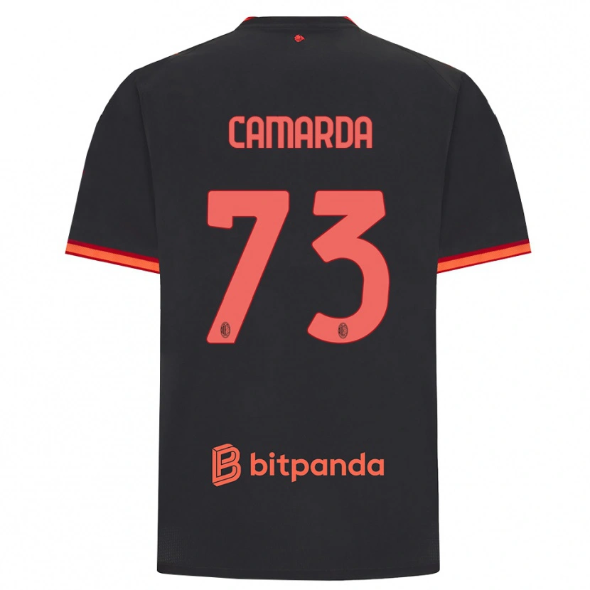 Danxen Enfant Maillot Francesco Camarda #73 Rouge Noir Troisieme 2026/27 T-Shirt