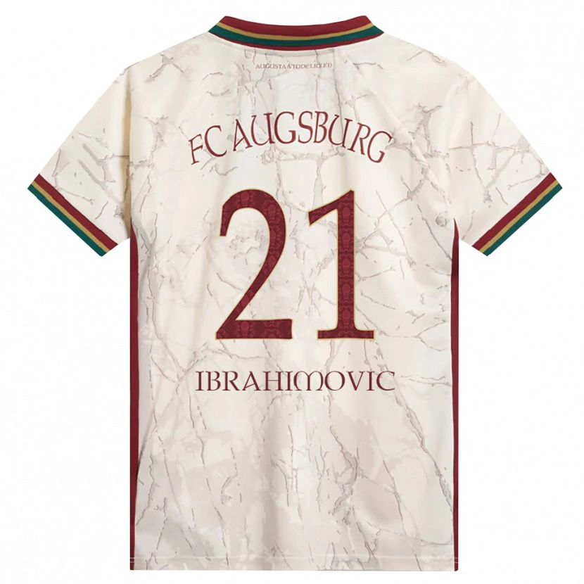 Danxen Enfant Maillot Arijon Ibrahimovic #21 Vert Riz Blanc Bourgogne Tenues Domicile 2026/27 T-Shirt