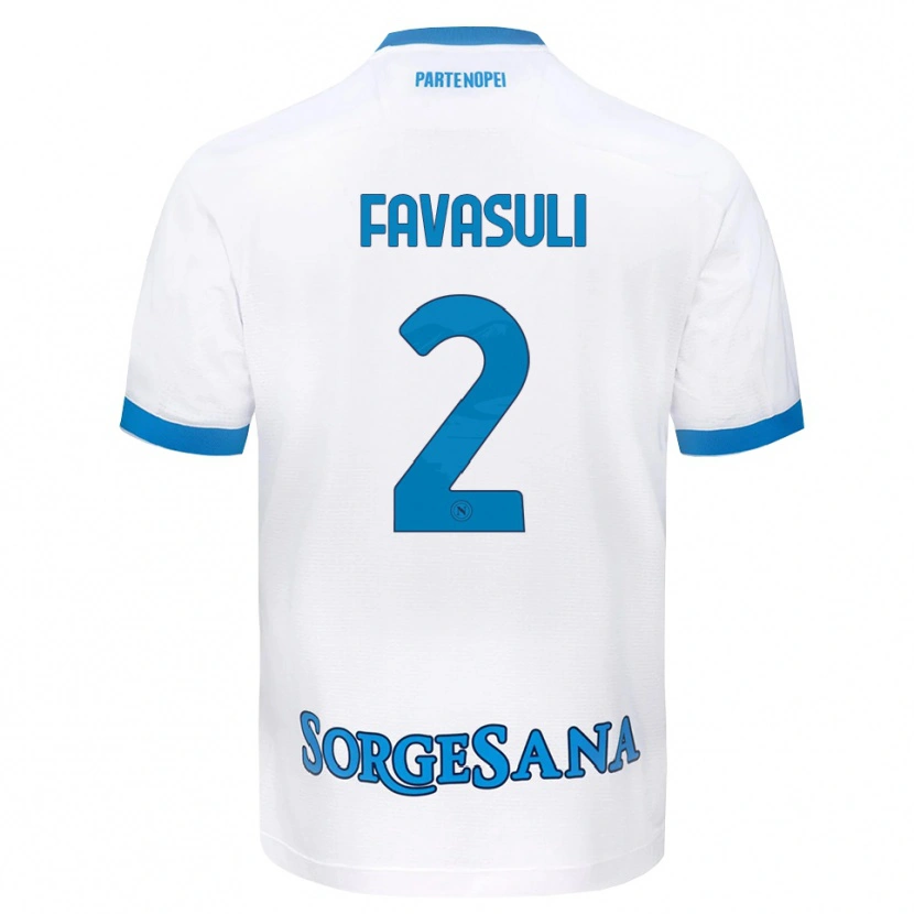 Danxen Enfant Maillot Costantino Favasuli #2 Blanc Bleu Ciel Tenues Extérieur 2026/27 T-Shirt