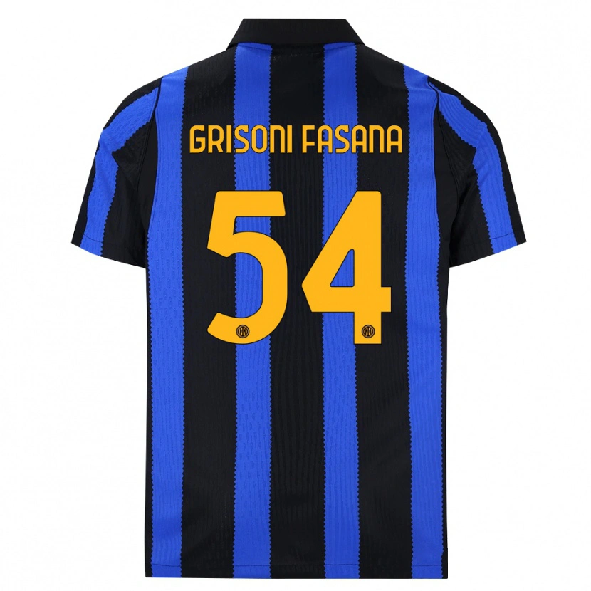 Danxen Homme Maillot Marco Grisoni Fasana #54 Noir Bleu Jaune Tenues Domicile 2026/27 T-Shirt