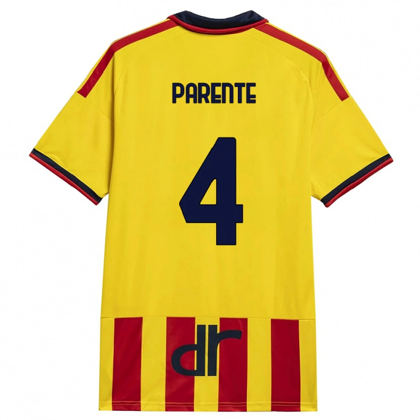 Danxen Homme Maillot Francesco Parente #4 Jaune Rouge Tenues Domicile 2026/27 T-Shirt