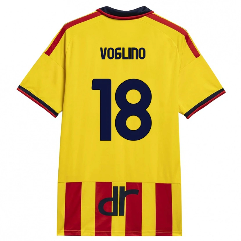 Danxen Homme Maillot Giacomo Voglino #18 Jaune Rouge Tenues Domicile 2026/27 T-Shirt