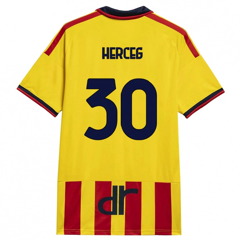 Danxen Homme Maillot Lovro Herceg #30 Jaune Rouge Tenues Domicile 2026/27 T-Shirt