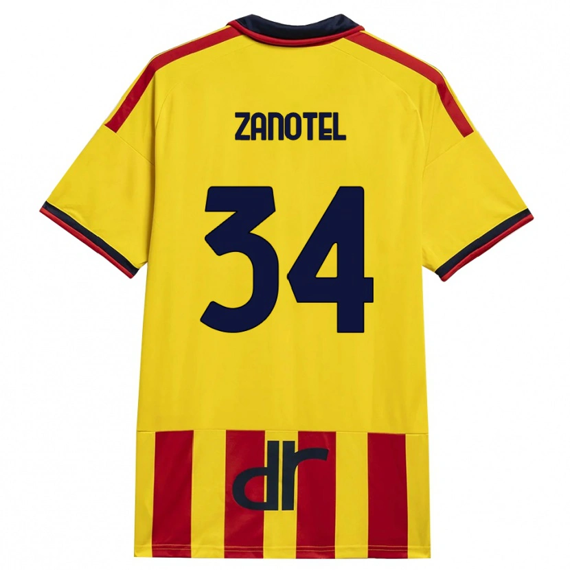 Danxen Homme Maillot Giovanni Zanotel #34 Jaune Rouge Tenues Domicile 2026/27 T-Shirt