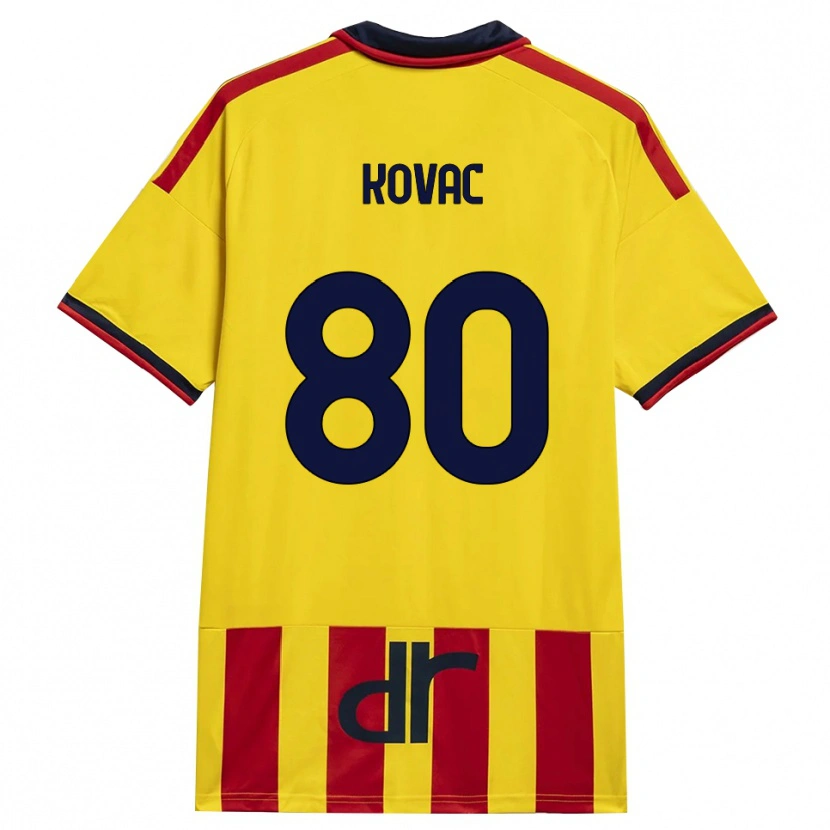 Danxen Homme Maillot Niko Kovač #80 Jaune Rouge Tenues Domicile 2026/27 T-Shirt