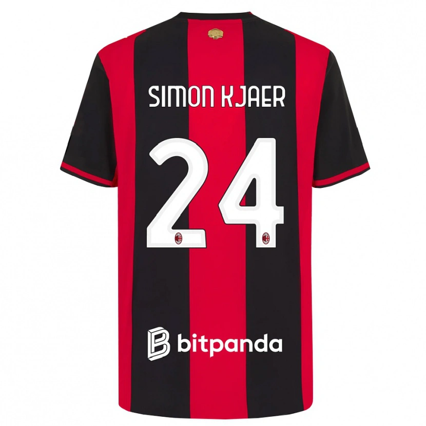 Danxen Homme Maillot Simon Kjaer #24 Rouge Noir Blanc Tenues Domicile 2026/27 T-Shirt