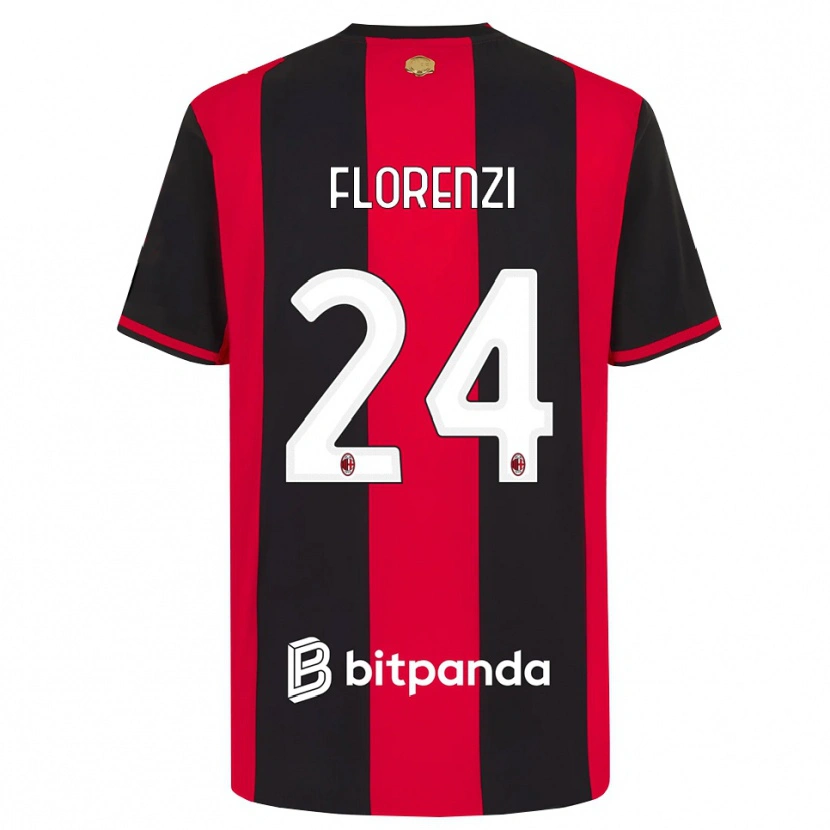 Danxen Homme Maillot Alessandro Florenzi #24 Rouge Noir Blanc Tenues Domicile 2026/27 T-Shirt