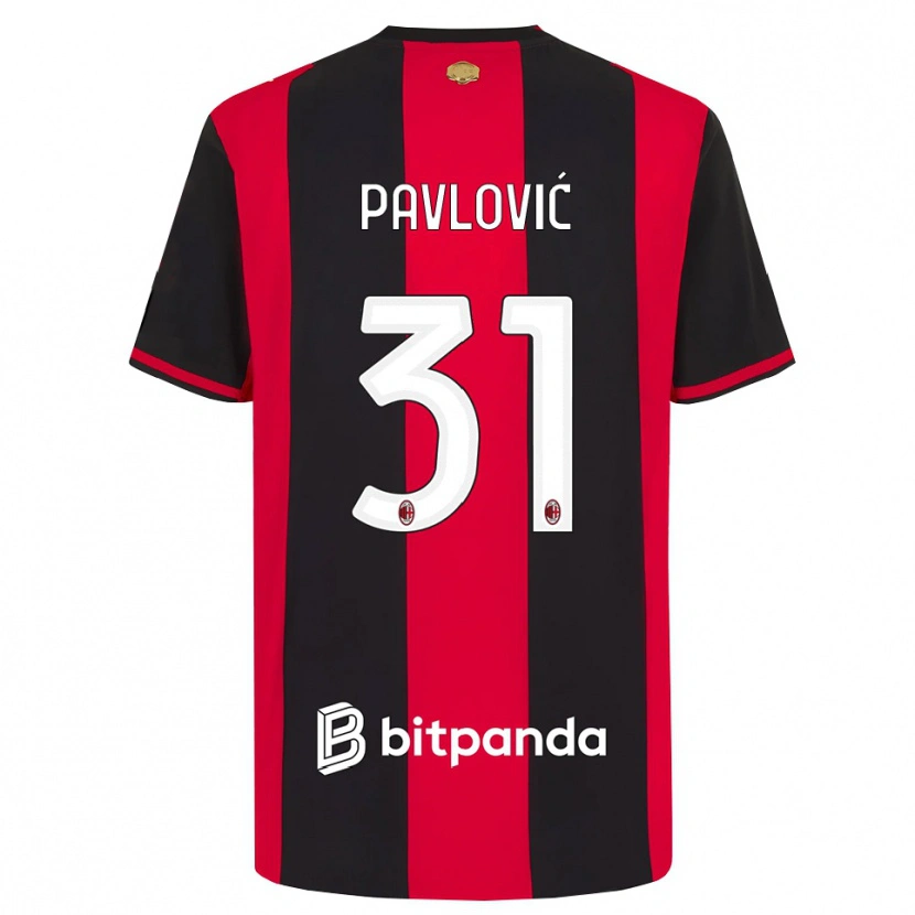 Danxen Homme Maillot Strahinja Pavlović #31 Rouge Noir Blanc Tenues Domicile 2026/27 T-Shirt