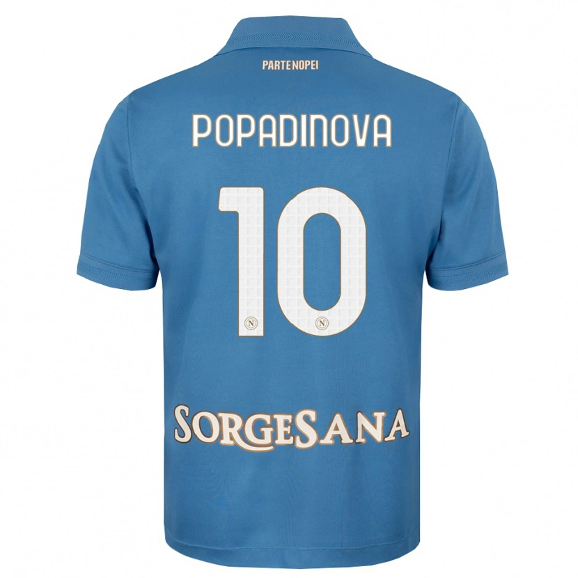 Danxen Homme Maillot Evdokiya Popadinova #10 Bleu Brumeux Blanc Tenues Domicile 2026/27 T-Shirt