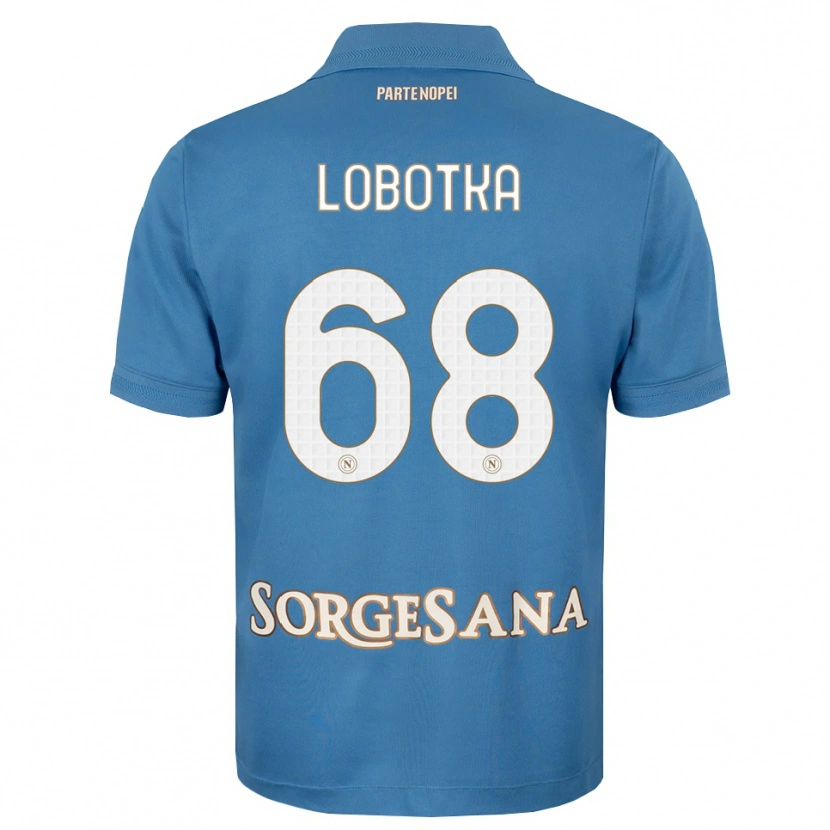 Danxen Homme Maillot Stanislav Lobotka #68 Bleu Brumeux Blanc Tenues Domicile 2026/27 T-Shirt